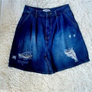 Cowboy Stars Womens Ripped High rise wide leg denim jean shorts size medium
